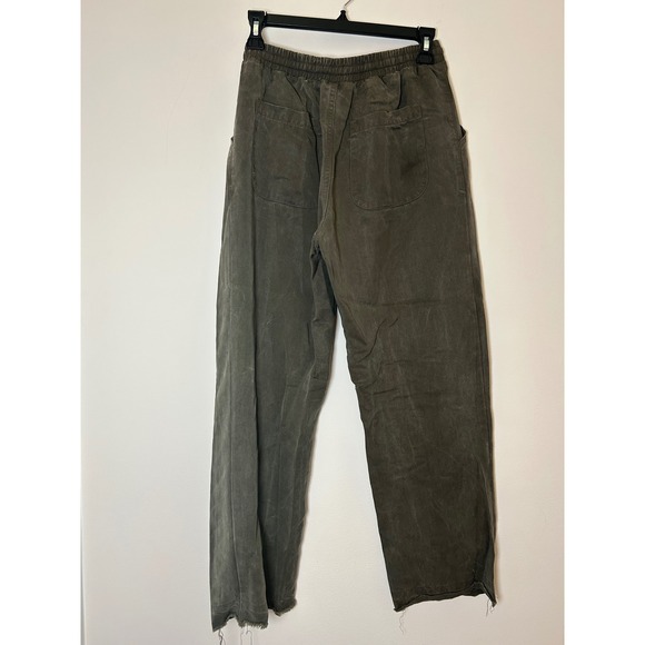 Mumu Blue Women Olive Green Cotton Blend Cargo Pants Drawstring Elastic Waist XS - Picture 6 of 7